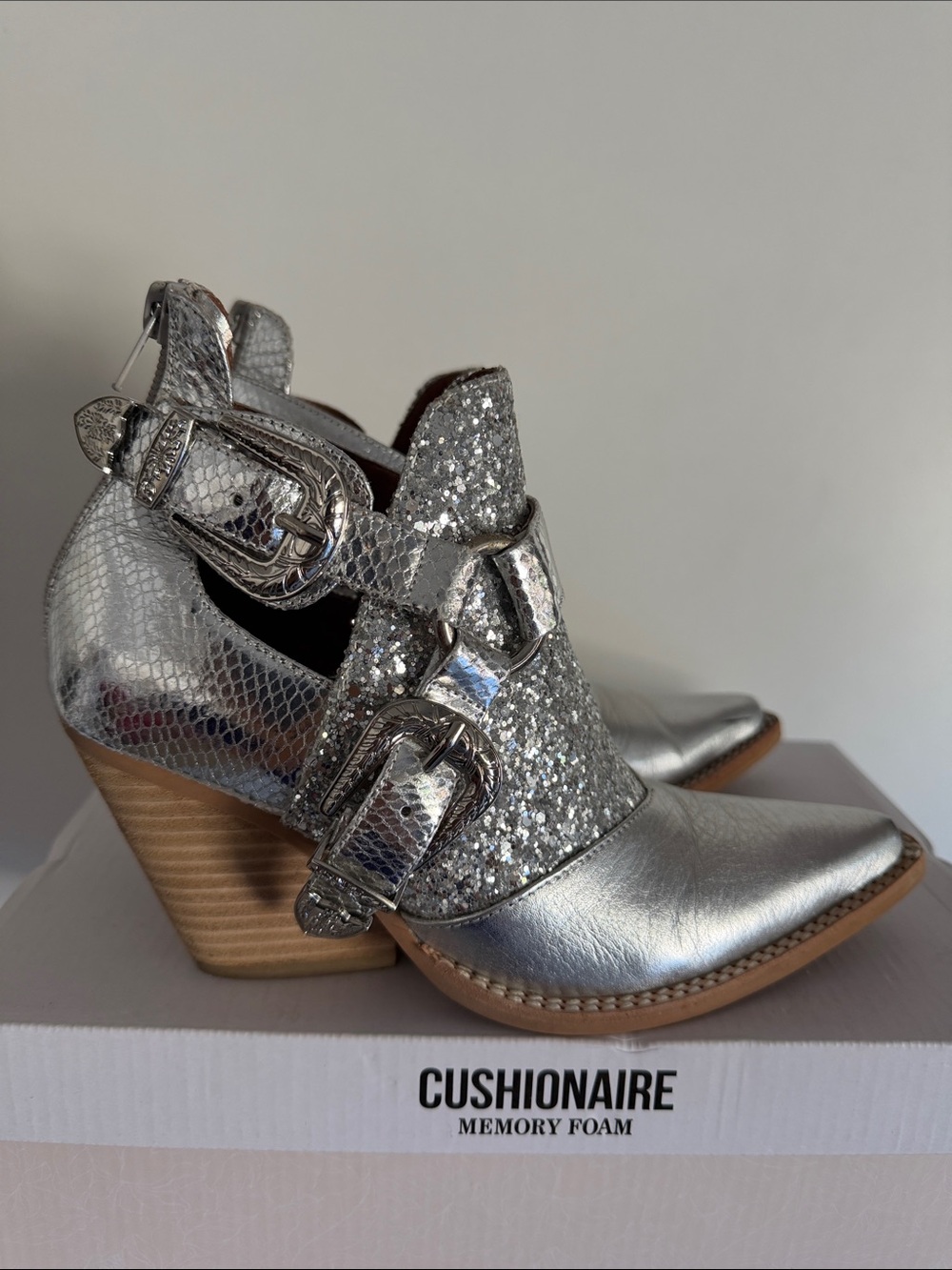 Jeffery Campbell X Free People Icon Calhuan Western Boot Silver Size 6